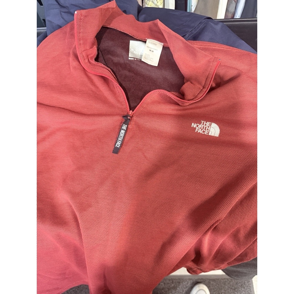 VINTAGE The North Face M Orange Red Baselayer 1/4 Zip Made in USA Polartec - Picture 4 of 5